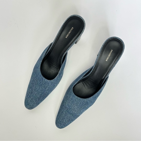 Balenciaga Blue Denim Mules Almond Toe size 37.5 - Picture 3 of 9